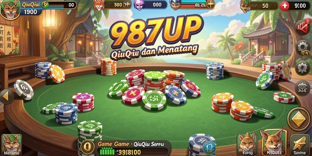 Tampilan permainan QiuQiu yang menarik dan mendebarkan.
