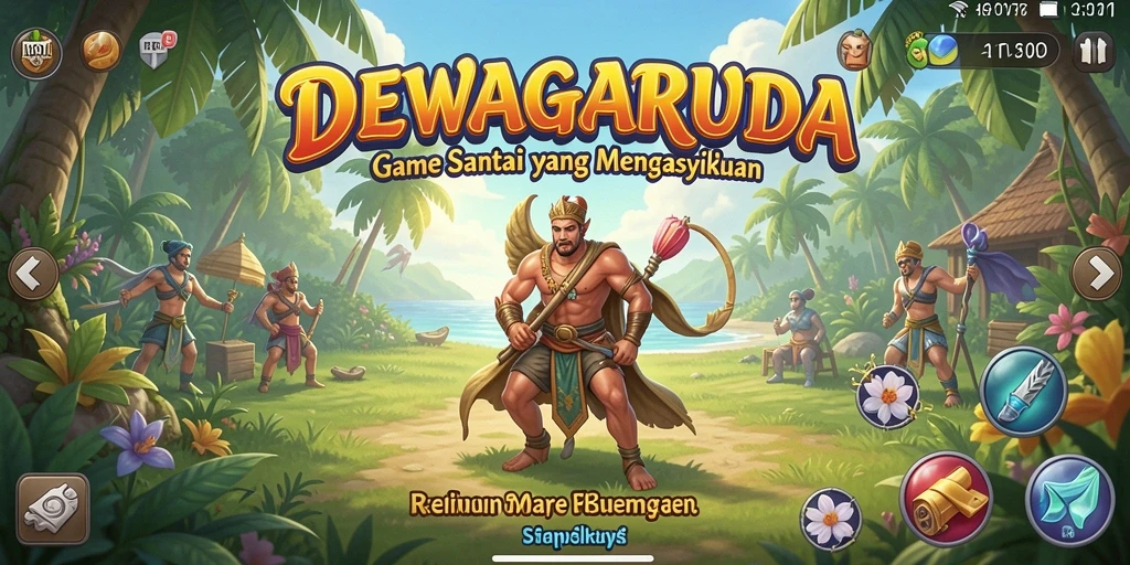 Tampilan gameplay DEWAGARUDA yang ceria dan mengasyikkan.