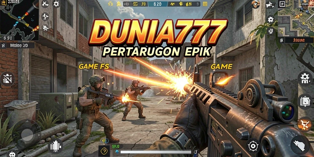 Tangkapan layar menampilkan aksi gameplay intens di DUNIA777.