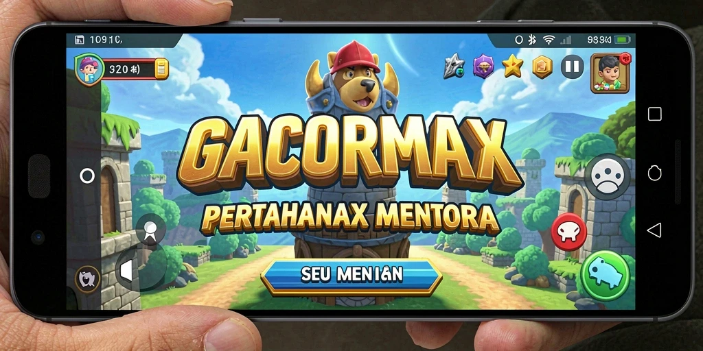 Tampilan gameplay <strong>GACORMAX</strong> dengan menara bertahan melawan gelombang musuh.