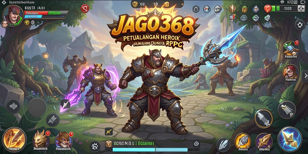 Tampilan gameplay JAGO368 dengan pertarungan RPG yang seru.