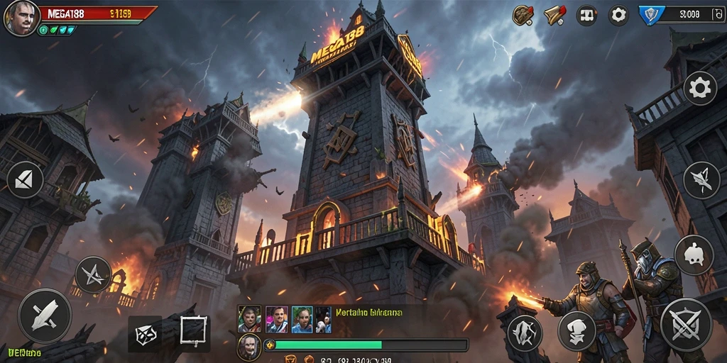 Tampilan gameplay menara pertahanan di MEGA188 yang menegangkan.