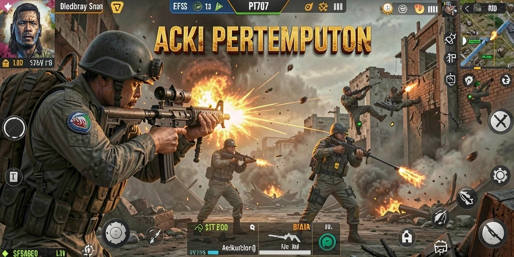 Tangkapan layar menunjukkan aksi pertempuran seru di PT707.
