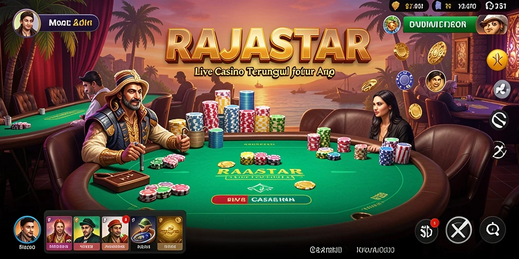 Tampilan utama gameplay Live Casino RAJASTAR yang mengasyikkan.