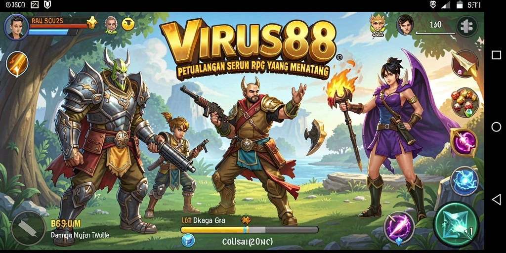 Tangkapan layar menampilkan aksi seru dalam gameplay RPG VIRUS88.