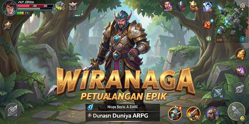 Tangkapan layar permainan WIRANAGA menampilkan aksi seru dalam petualangan ARPG.