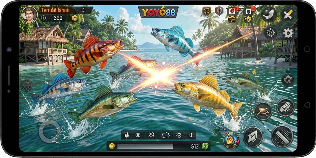 Tampilan menarik dari gameplay Tembak Ikan di YOYO88.