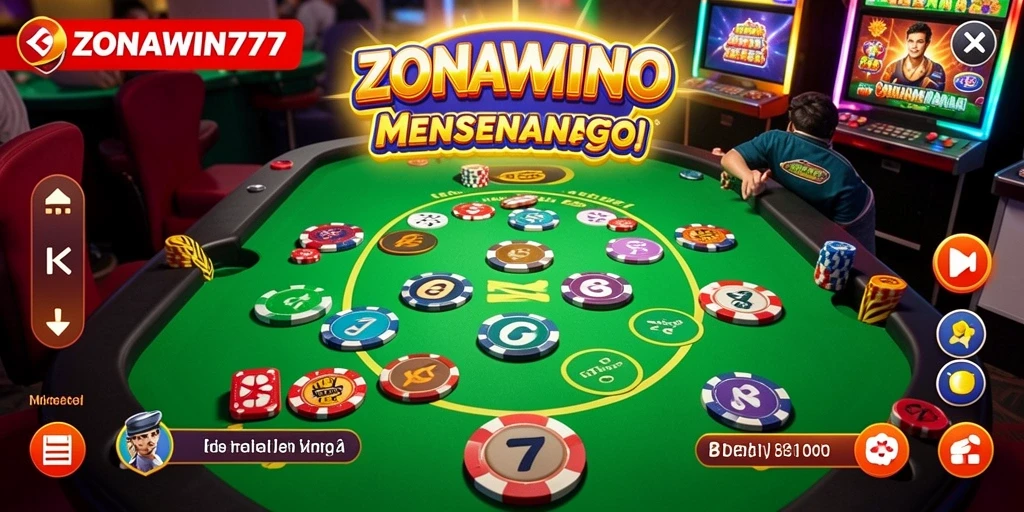 Tampilan gameplay menegangkan di ZONAWIN777 dengan pemain yang asyik.